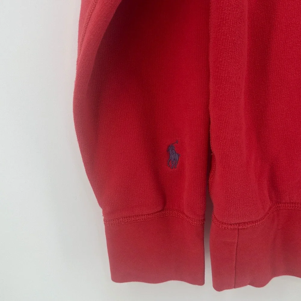 Polo Ralph Lauren Hoodie Mens Small Red Solid Regular Fit Spellout Embroidered
